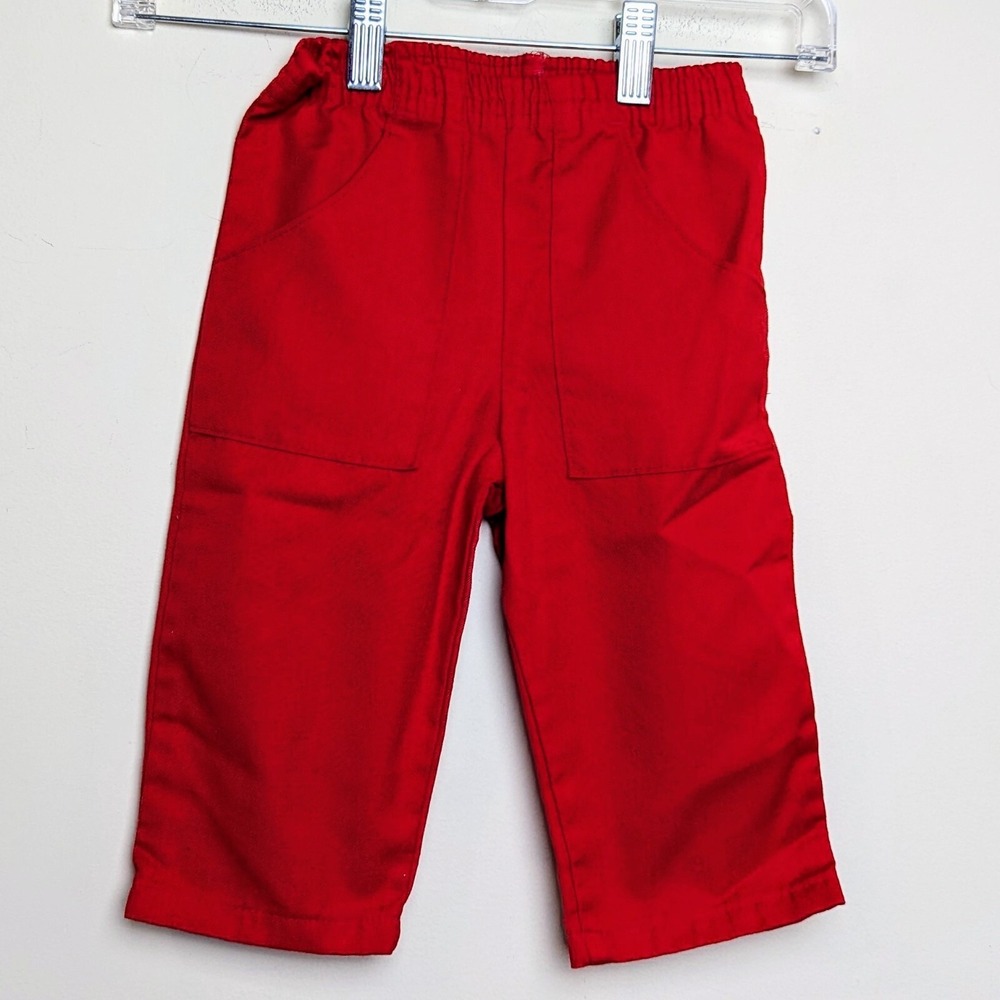Vintage 80s Sears Red Deep Pocket Pants Elastic Waist 12-18 Months